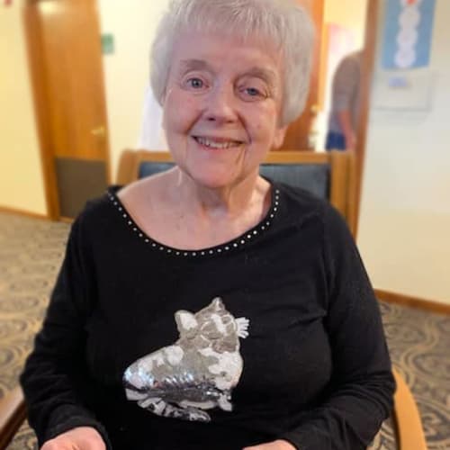 A happy resident at Alderbrook Village in Arkansas City, Kansas