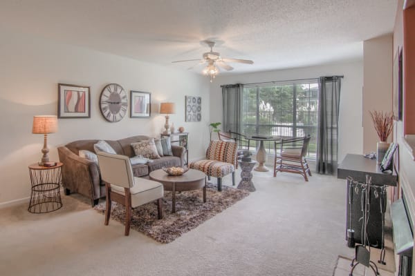 Well-lit living room at The Grove in Biloxi