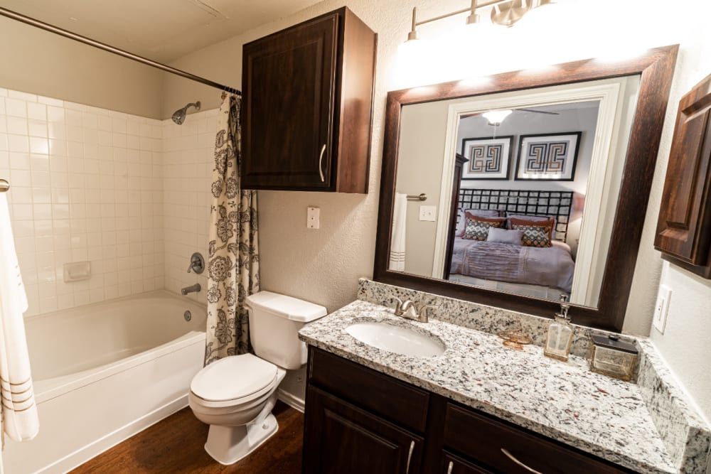 Clean bathroom at Marquis at Lantana in Flower Mound, Texas