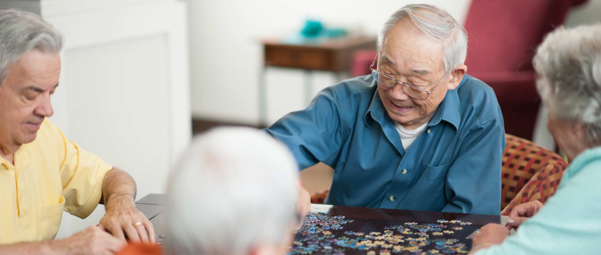 Residents in the community room at Grand Palms in Bradenton, Florida