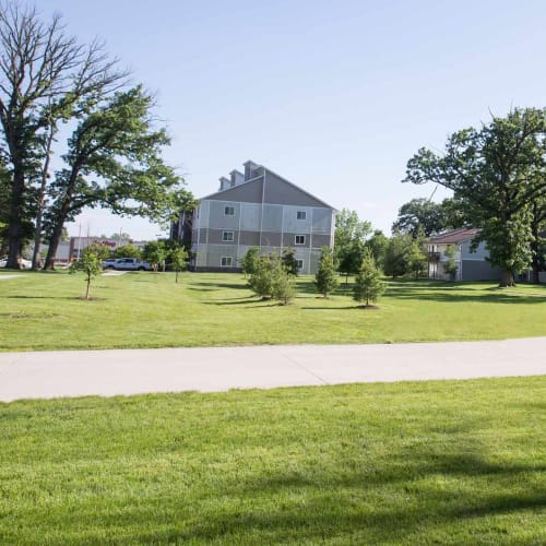 A walking path at Westwood Village in Ames, Iowa