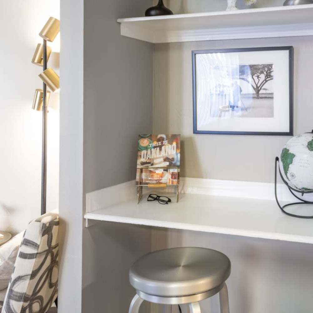 Cozy shelf at Woodchase Apartments in San Leandro, California