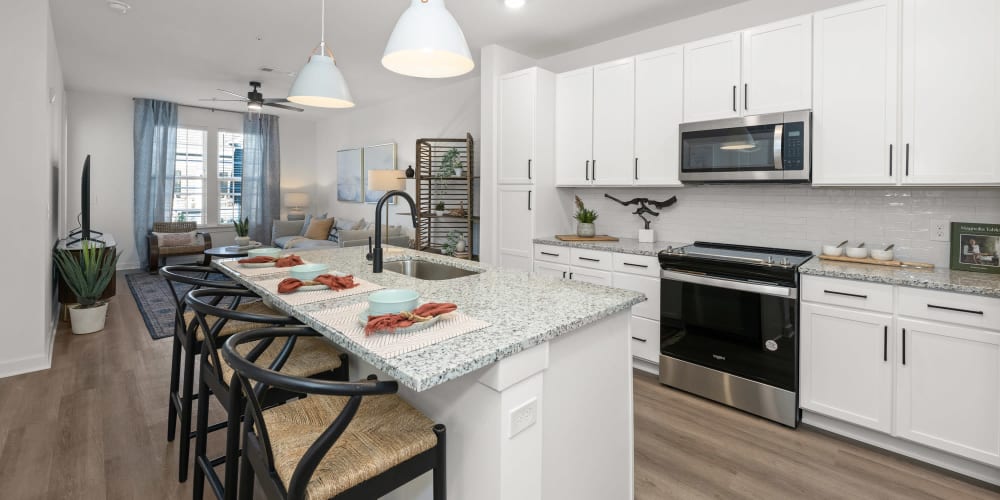 Kitchen area at Olea eTown in Jacksonville, Florida