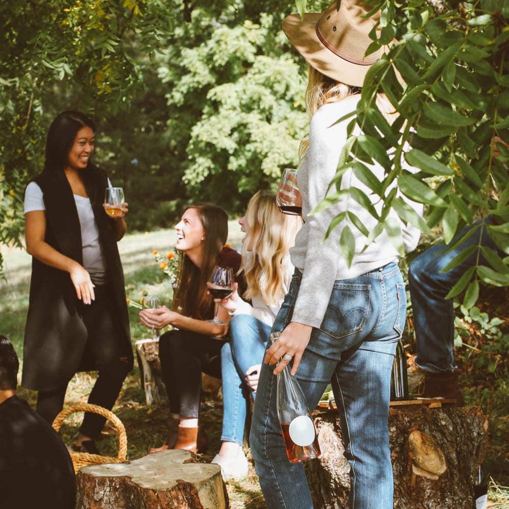 Residents out for a party near Mountain Creek in Waynesville, North Carolina