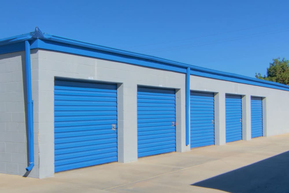 Outdoor storage units at A-American Self Storage in Palmdale, California