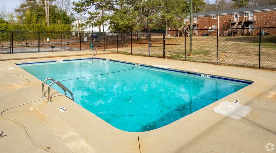 Fenced pool outside at Cascades on the River in Athens, Georgia