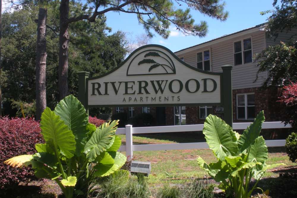 Signage at Riverwood Apartments in Mount Pleasant, South Carolina