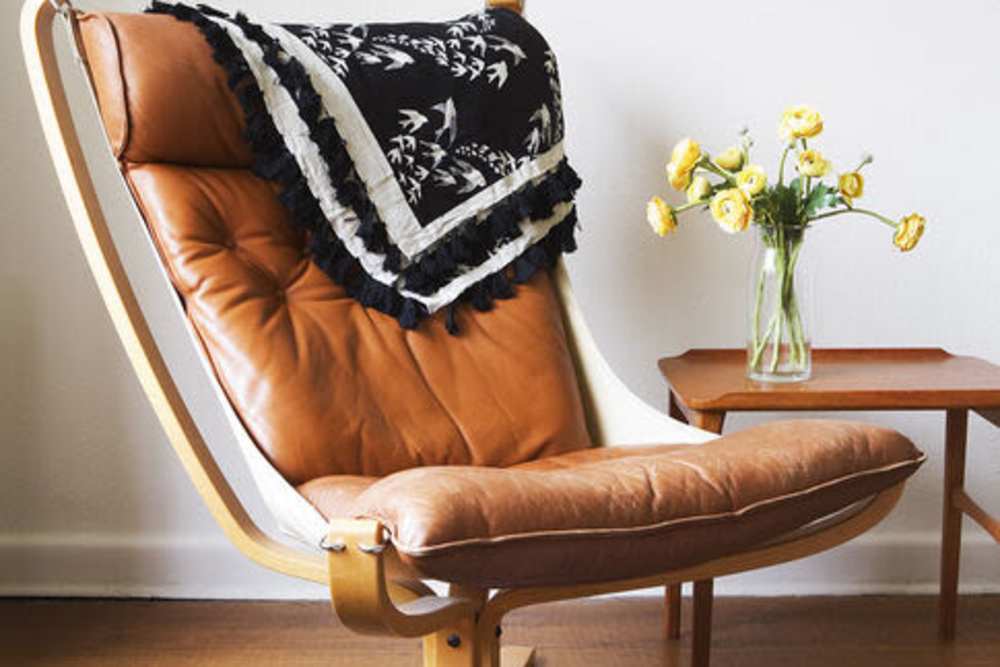 Falcon chair in living room at Grinnell Mansion in New Bedford, Massachusetts