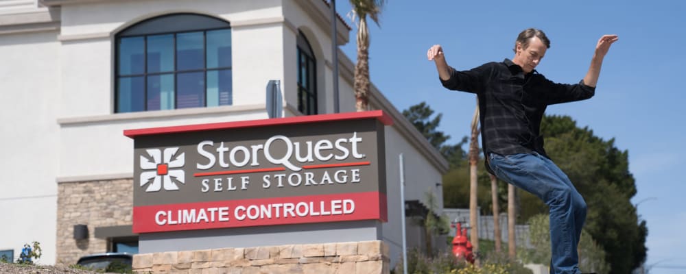 Our Ambassador Tony Hawk for StorQuest Self Storage in Santa Monica, California graphic