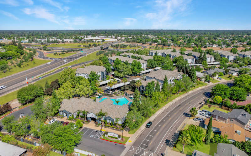 An aerial view of the property at Avion Apartments in Rancho Cordova, California
