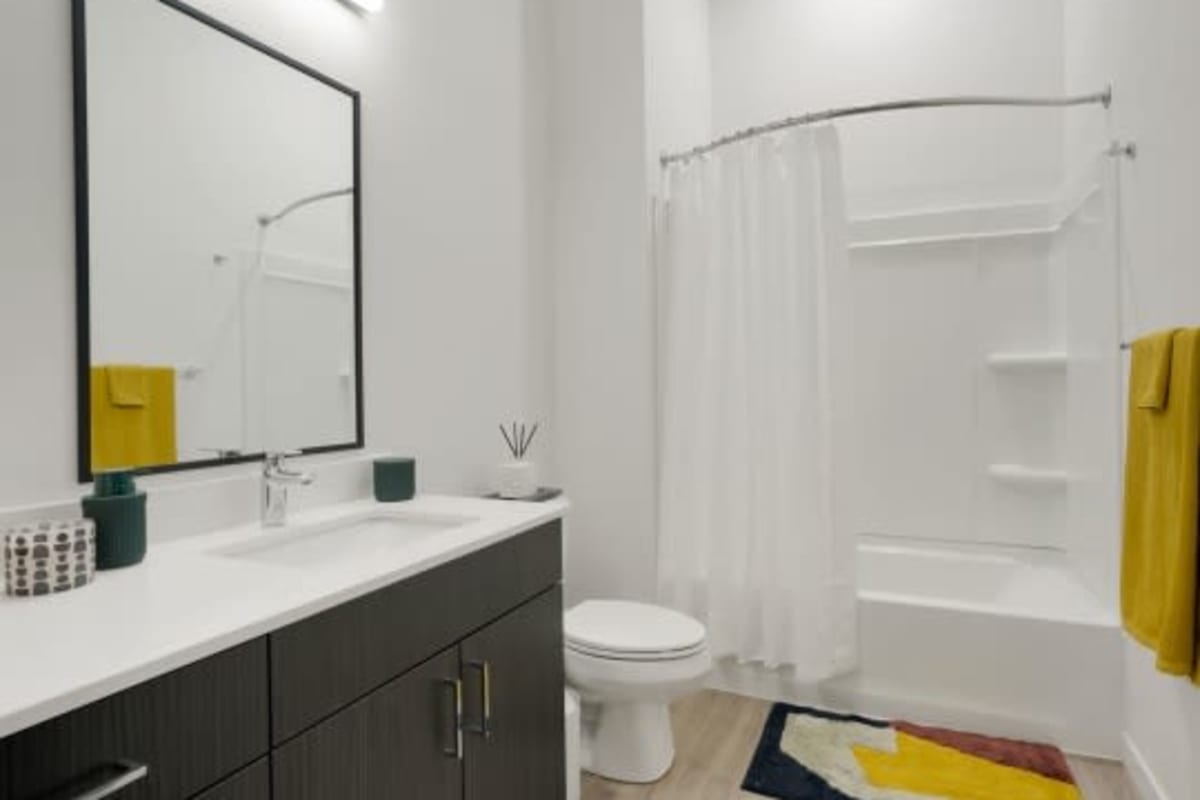 Apartment bathroom at The Parallel in Wheat Ridge, Colorado