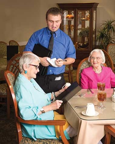 Seniors ordering a lovely meal at Burr Ridge Senior Living