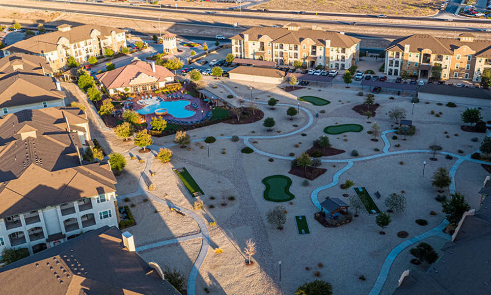 Birds eye view of a community at Sunset Lodge in Odessa,Texas