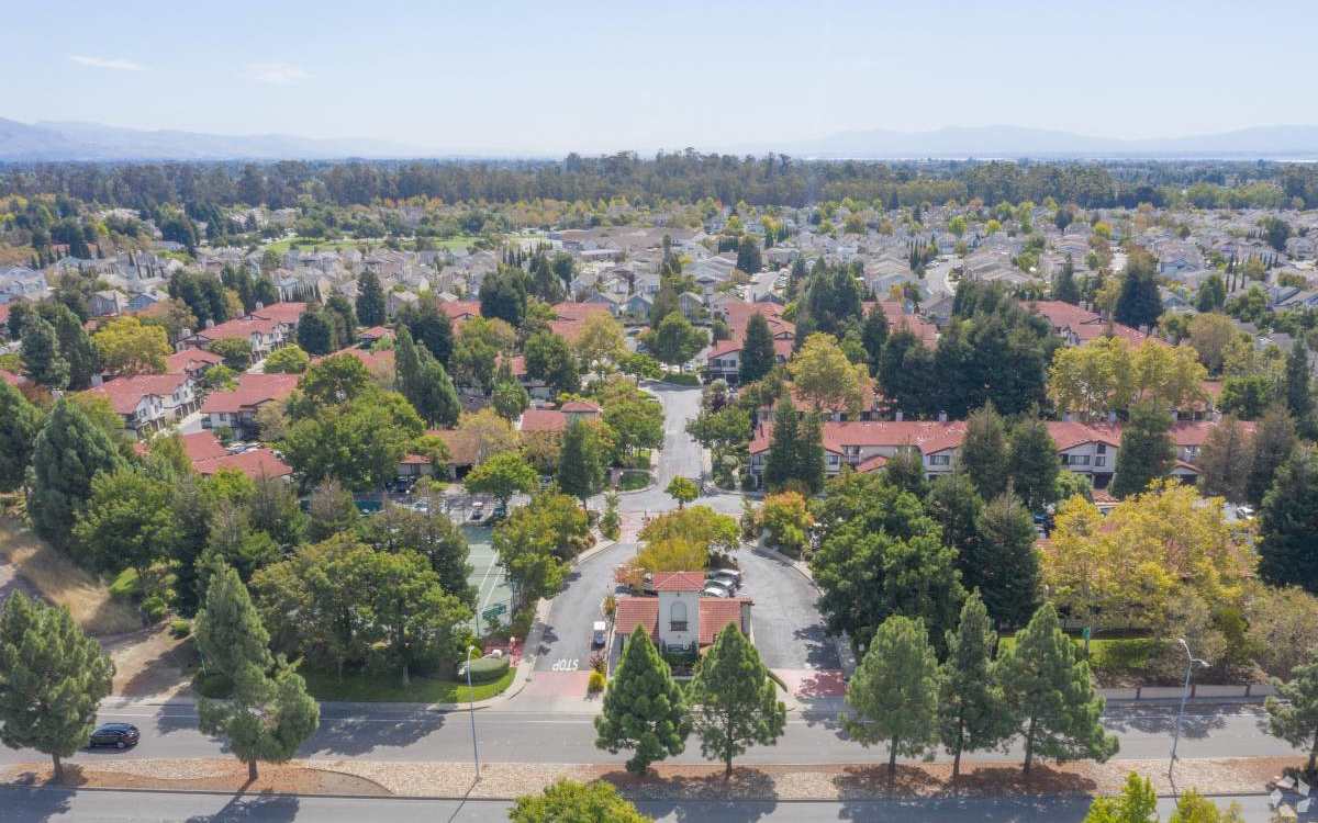 Aerial view of community at Ardenwood Forest Rental Condominiums in Fremont, California