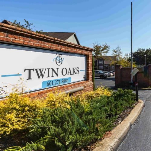 Community sign at Twin Oaks in Hattiesburg, Mississippi