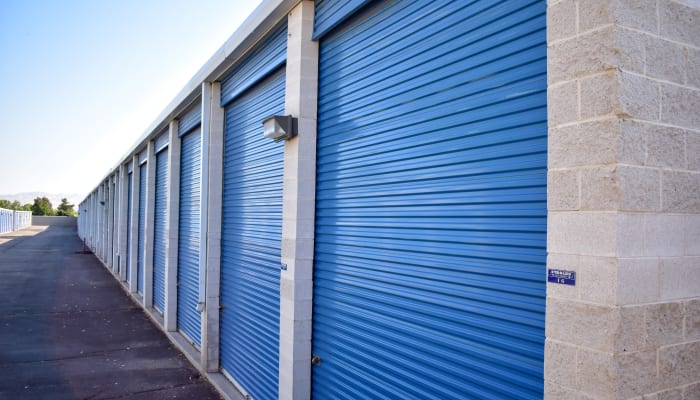 Units with blue doors at STOR-N-LOCK Self Storage in Cottonwood Heights, Utah