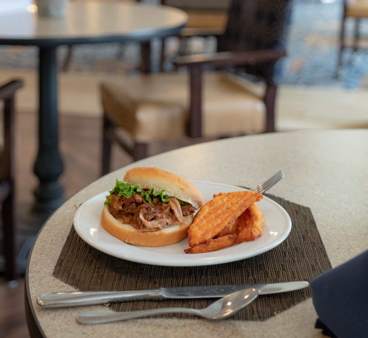 Gourmet meal in the dining room at Harmony at Hershey in Hershey, Pennsylvania