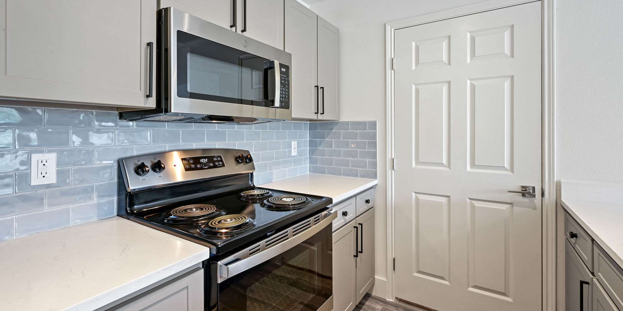 Stainless-steel appliances at Seacrest in Katy, Texas