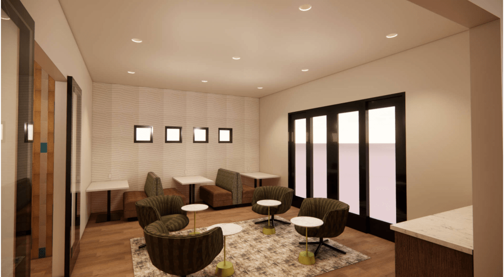 Rendering of renovated interior with windows at The Highlands at Spectrum, Gilbert,AZ