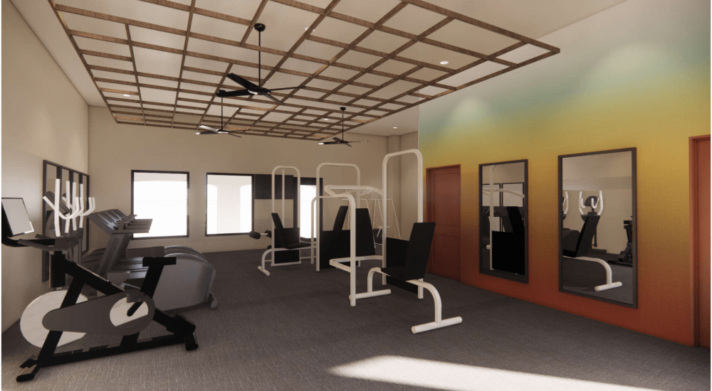 Rendering of renovated fitness center at The Highlands at Spectrum, Gilbert,AZ