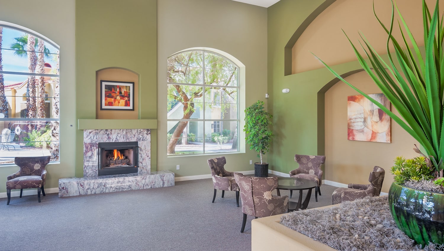 Clubhouse with fireplace at Spanish Wells Apartments in Las Vegas, Nevada