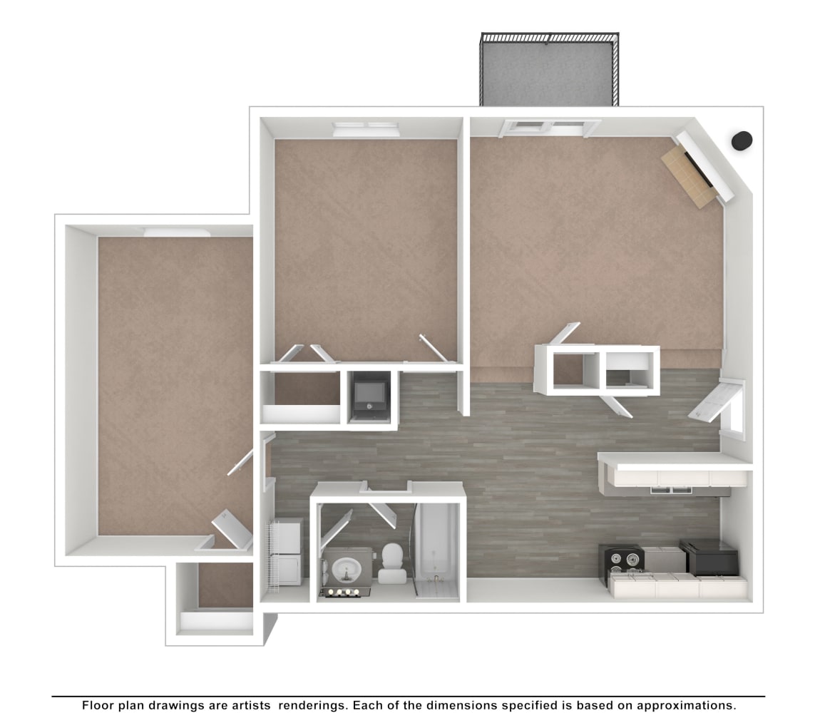 3x2 floor plan drawing at Valley Station Apartment Homes in Birmingham, Alabama