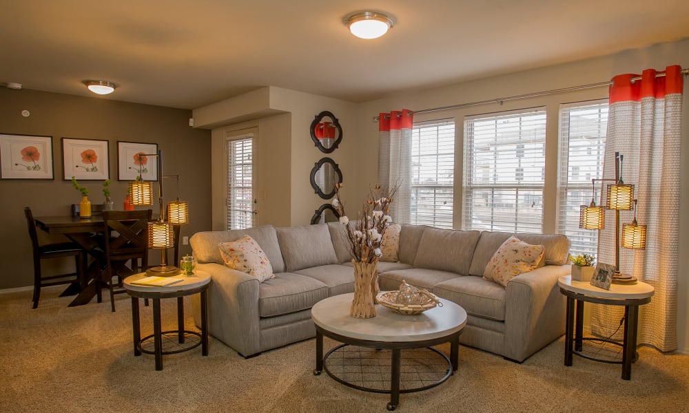 Living room at Portofino Apartments in Wichita, Kansas