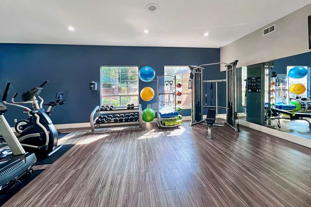 Fitness center at Newport Crossing Apartments in Newcastle, Washington