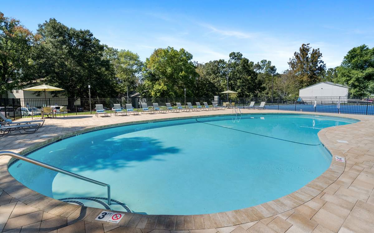 Sparkling pool at Ascent Apartment Homes in Asheville, North Carolina