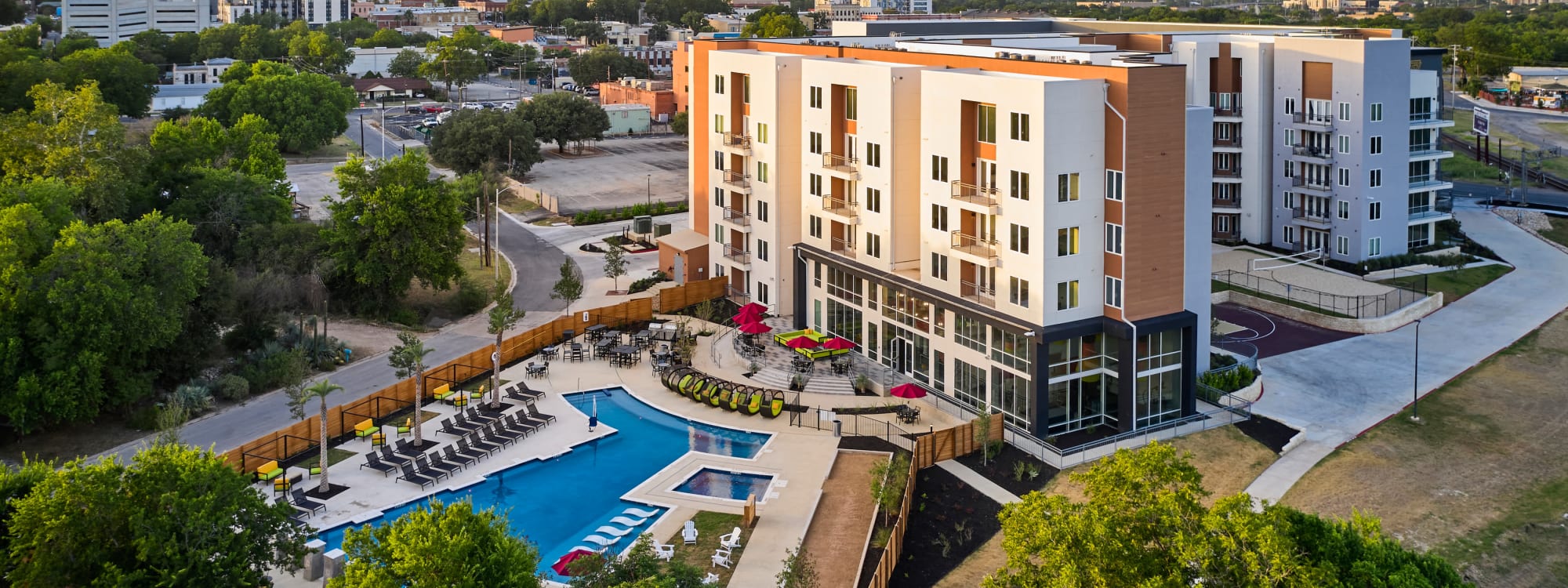 Student apartments at The View on the Square in San Marcos, Texas