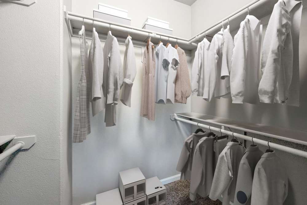 Walk-in clostets at The Lofts in Sacramento, California