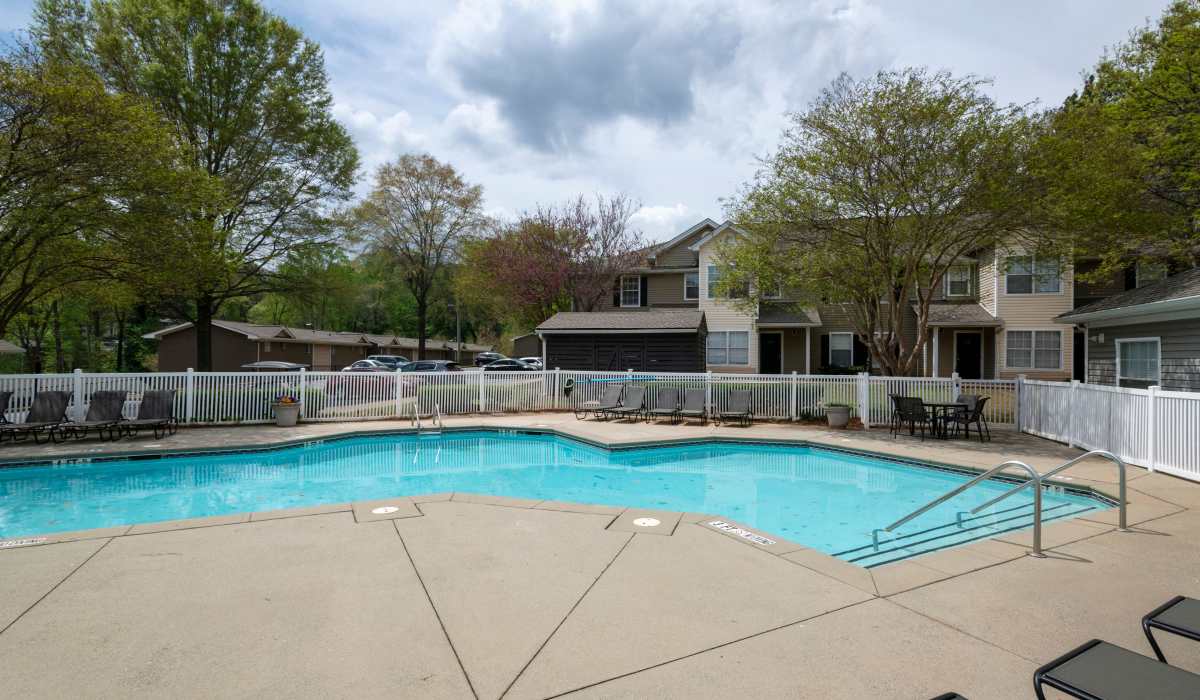 Swimming pool with community view at Eastlake Gardens in Decatur, Georgia