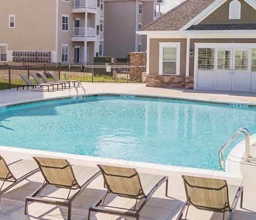 Sparkling, resort-style swimming pool at The Landings at Meadowood in Baldwinsville, New York