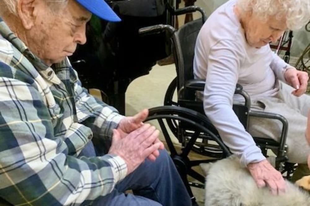 Residents eating dessert at Shawnee Memory Care in Shawnee, Oklahoma