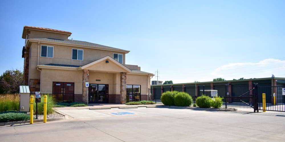 The front entrance to STOR-N-LOCK Self Storage in Fort Collins, Colorado