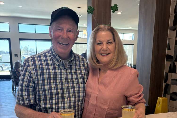 Happy senior couple smiling and enjoying time together at Watermere at Firewheel in Garland, Texas