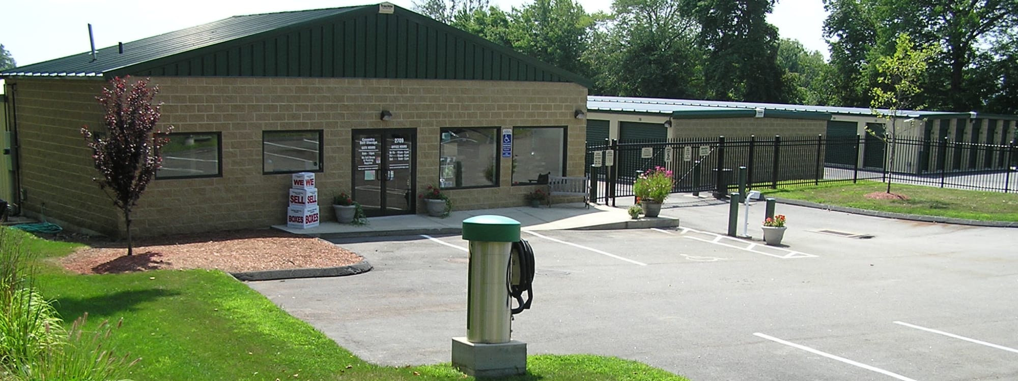 Exterior view of Coventry Self Storage in Coventry, Connecticut