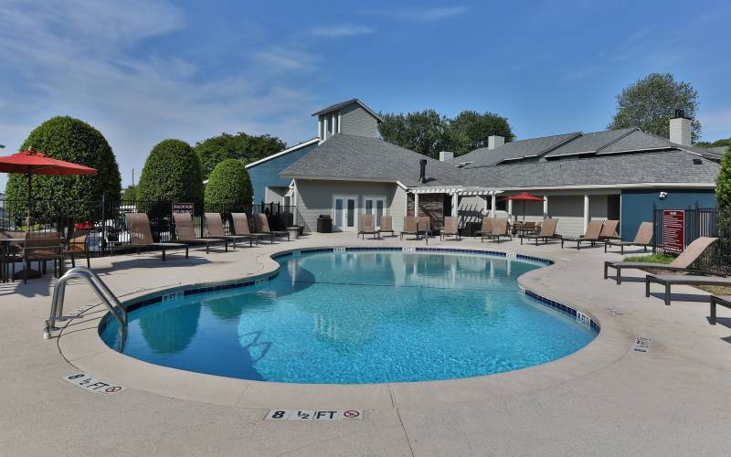 Pool outside at Acasă Orchard Park Apartments in Greenville, South Carolina