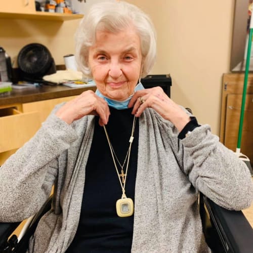 Happy resident at The Oxford Grand Assisted Living & Memory Care in McKinney, Texas