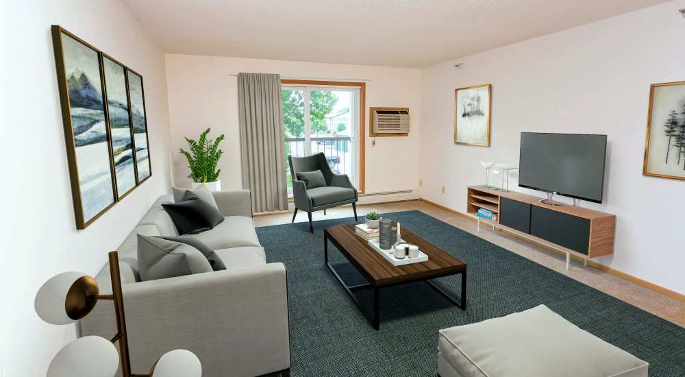 Living room at Bedford Apartments in Albertville, Minnesota