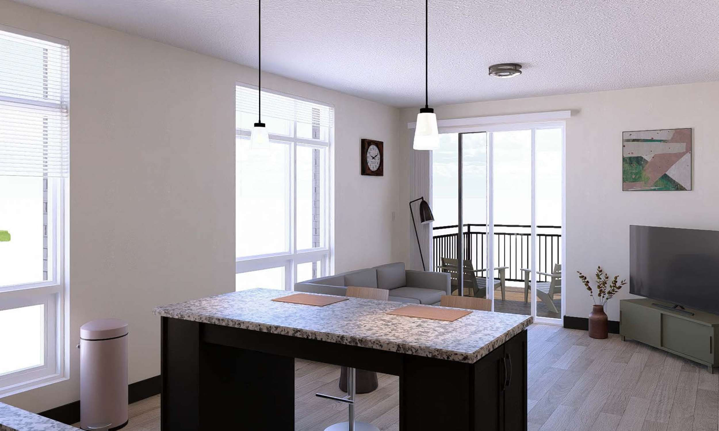 Living Room in a Floorplan H unit