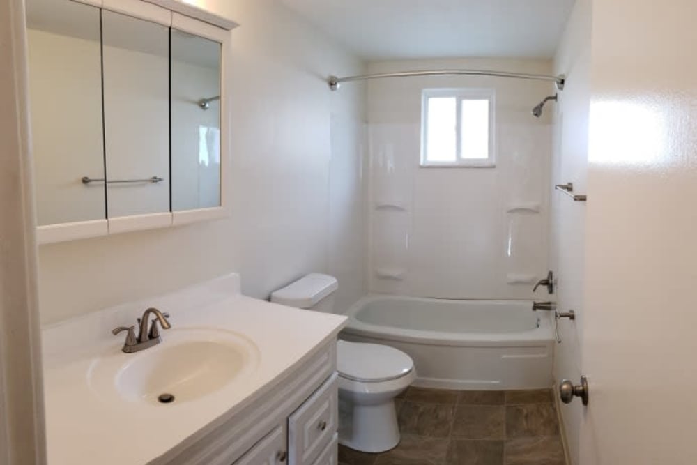 Bathroom of unit at Shaker Square Townhome Apartments