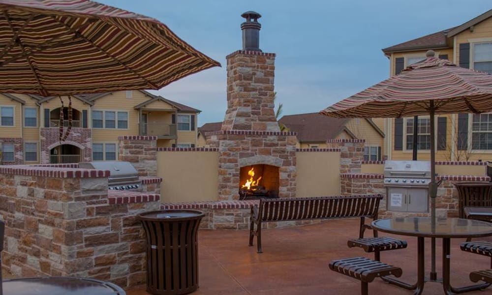 Outdoor fireplace at Park at Coulter in Amarillo, Texas