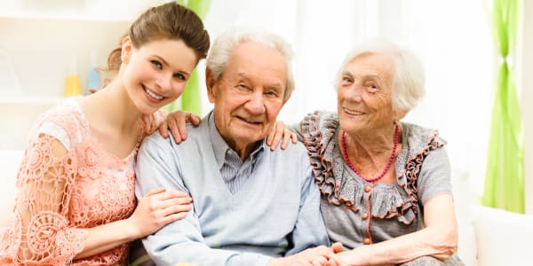 Resident and family taking a photo at Ingleside Communities in Mount Horeb, Wisconsin