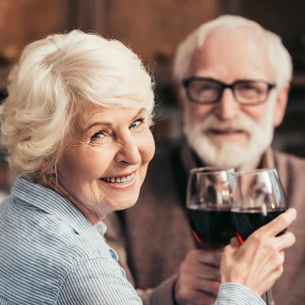 Seniors drinking wine at The Bellettini in Bellevue, Washington
