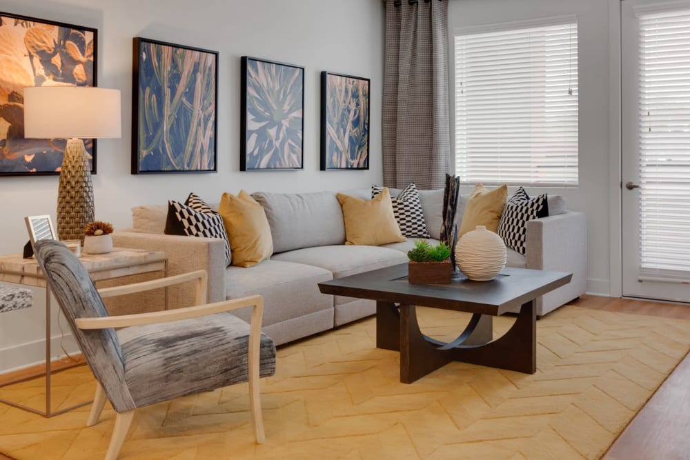 Colorful living room at Olympus Highlands North in Albuquerque, New Mexico