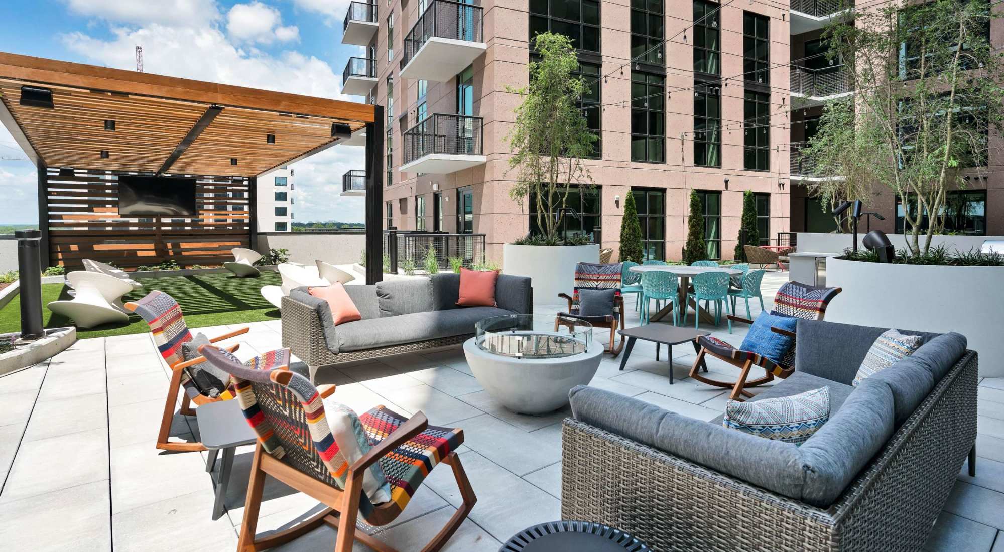 Rooftop firepit lounge at Gentry in Atlanta, Georgia