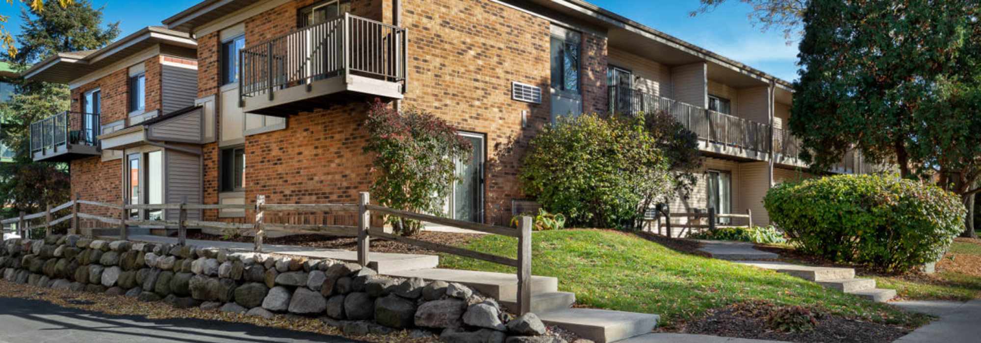 Apartment exterior at Schroeder Square Apartments in Madison, Wisconsin