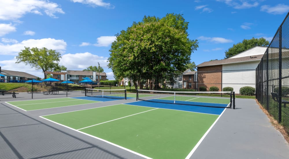 The on-site tennis courts at Park West End in Richmond, Virginia