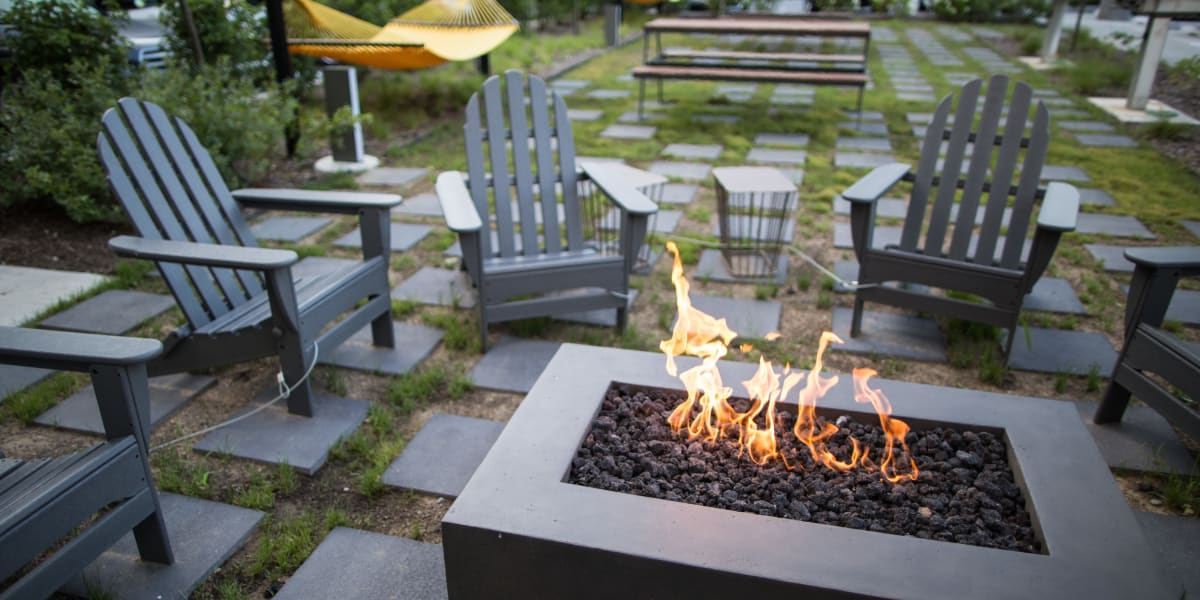 Fire pit seating at Nolan Living in Leawood, Kansas